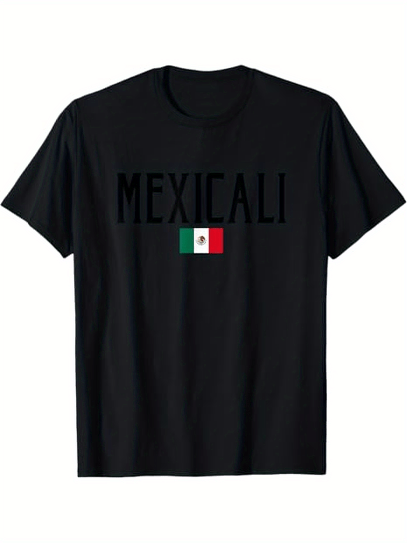 Men's Graphic T-Shirt Mexicali Bold Letters With Centered Mexico Flag Graphic T Shirt