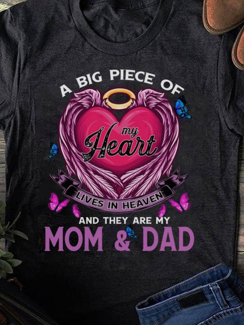 Men's Graphic T-Shirt A Big Piece Of My Heart With Bright Purple Butterflies And Shining Pink Ribbon Heart