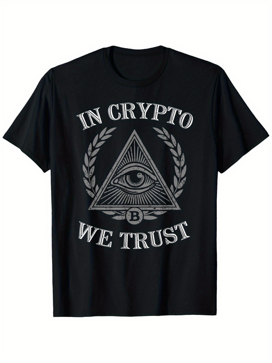 Men's Graphic T-Shirt In Crypto We Trust Triangular Emblem With Eye And Laurel Branches
