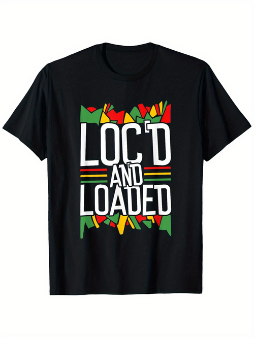 Men's Graphic T-Shirt Locd And Loaded With Vibrant Abstract Patterns Green Red Yellow Shapes