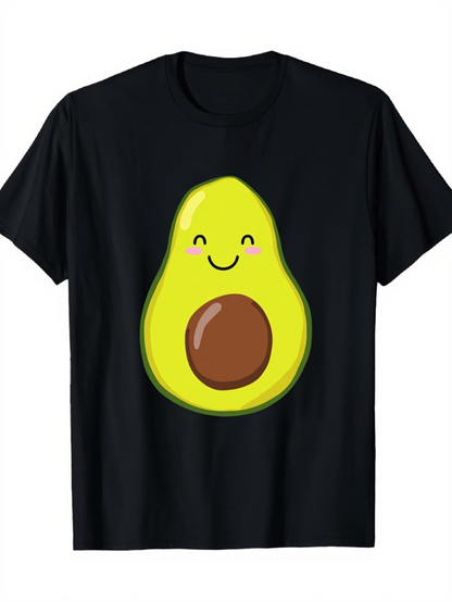 Men's Graphic T-Shirt Cute Cartoon With Smiling Face And Blushing Cheeks Avocado