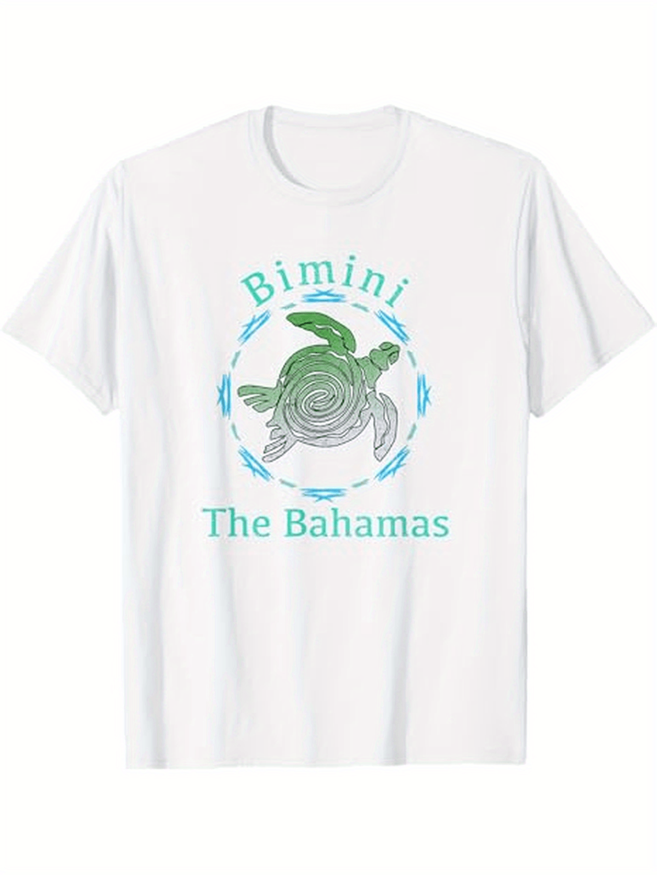 Men's Graphic T-Shirt Bimini The Bahamas Colorful Artistic Sea Turtle With Flowing Ocean Waves