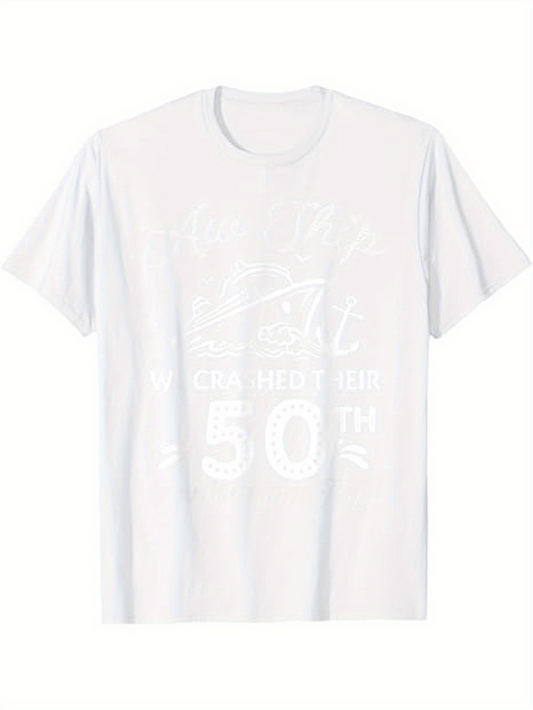 Men's Graphic T-Shirt White Milestone Anniversary 50th Celebration With Decorative Script Typography T Shirt