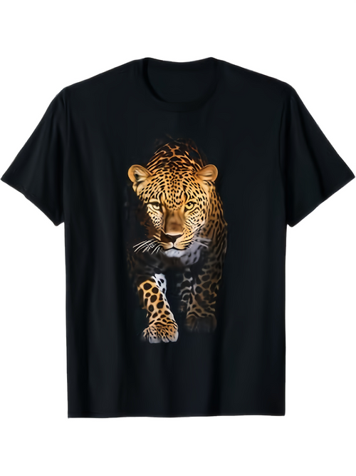 Men's Graphic T-Shirt Majestic Wild Fierce Forest Evening Light On Lone Leopard