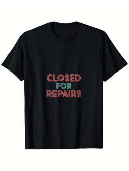 Men's Graphic T-Shirt Closed For Repairs Colorful Bubble Letters Centered Statement T Shirt