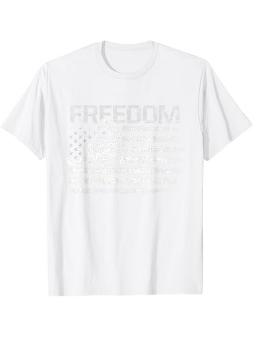 Men's Graphic T-Shirt Freedom With Subtle American Flag Motif Under Soft Light T Shirt