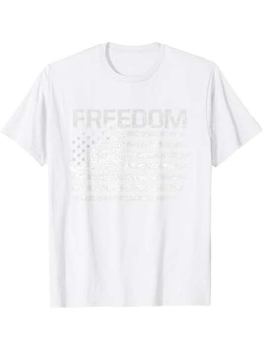 Men's Graphic T-Shirt Freedom With Subtle American Flag Motif Under Soft Light T Shirt