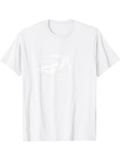 Men's Graphic T-Shirt Minimalist White Graphic With Soft Curved Lines In Subtle Brushstroke Design
