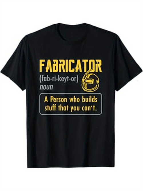 Men's Graphic T-Shirt Fabricator Quote Typography With Industrial Helmet Print T Shirt