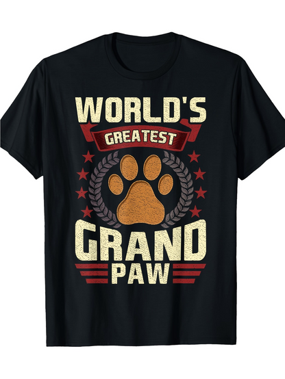 Men's Graphic T-Shirt Worlds Greatest In Vintage Style Surrounded By Laurel Wreath Paw Print