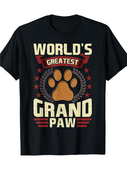 Men's Graphic T-Shirt Worlds Greatest In Vintage Style Surrounded By Laurel Wreath Paw Print