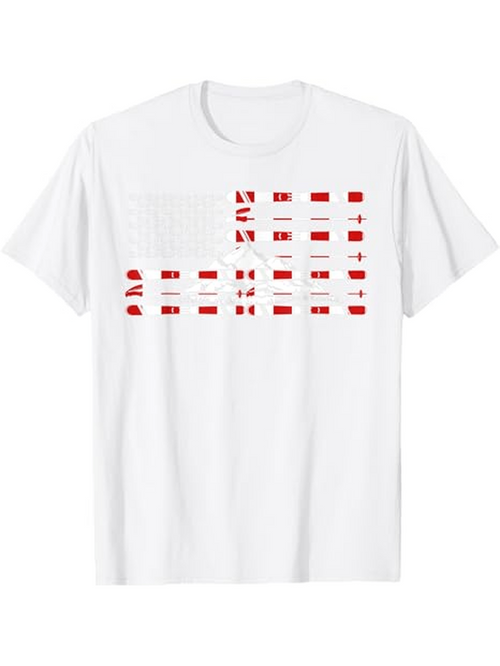 Men's Graphic T-Shirt Minimalist Graphic Red Elements Forming Abstract Flag