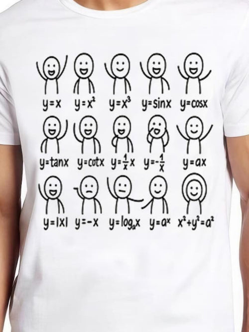Men's Graphic T-Shirt Funny Math Stick Figures With Various Graph Equations Shirt