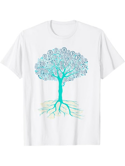 Men's Graphic T-Shirt Blue Circles And Patterns Forming Tree Design Featuring Roots Tree