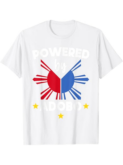 Men's Graphic T-Shirt Powered By Adobo Bold Sunburst With Three Golden Stars