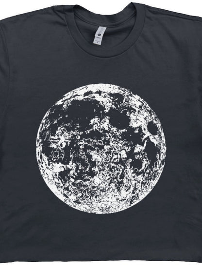Men's Graphic T-Shirt Abstract Monochrome Texture Depicting Rough Surface Of Radiant Moon