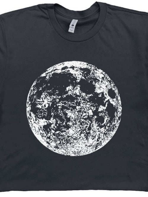 Men's Graphic T-Shirt Abstract Monochrome Texture Depicting Rough Surface Of Radiant Moon