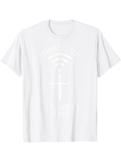 Men's Graphic T-Shirt Connecting With Faith Through Signal Waves Cross