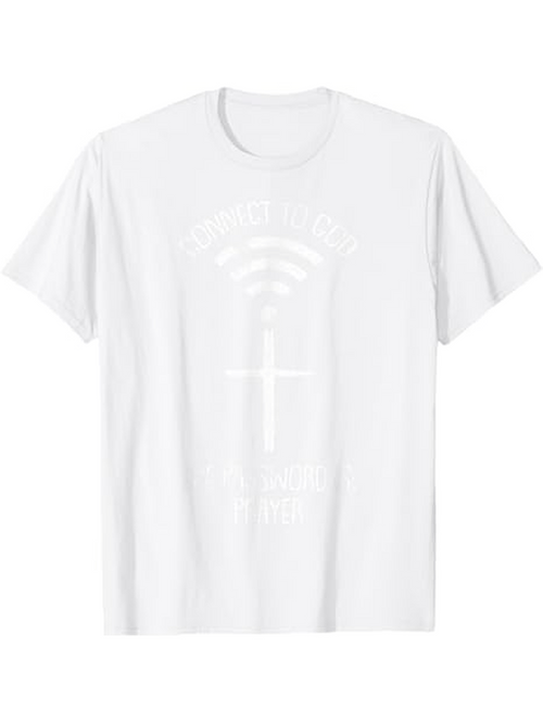 Men's Graphic T-Shirt Connecting With Faith Through Signal Waves Cross