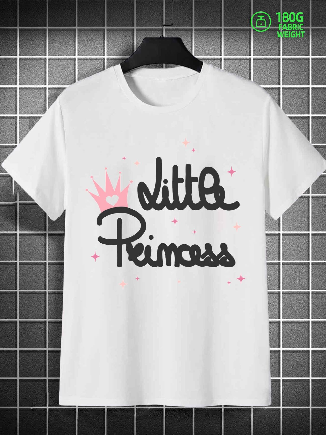Men's Graphic T-Shirt Little Princess Sparkling Pink Crown With Playful Lettering Princess