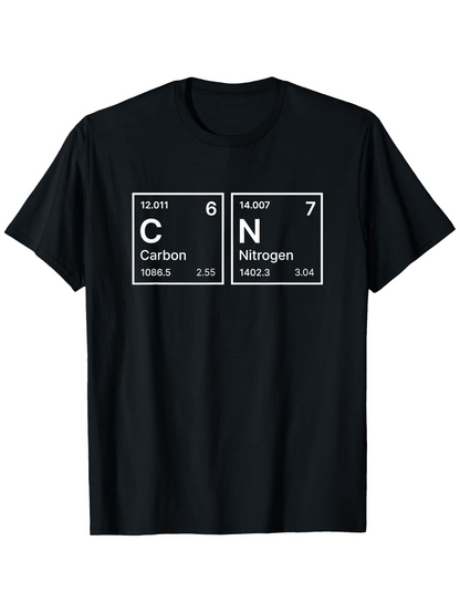 Men's Graphic T-Shirt Elemental Table Blocks With Science Motif Carbon Nitrogen Tee
