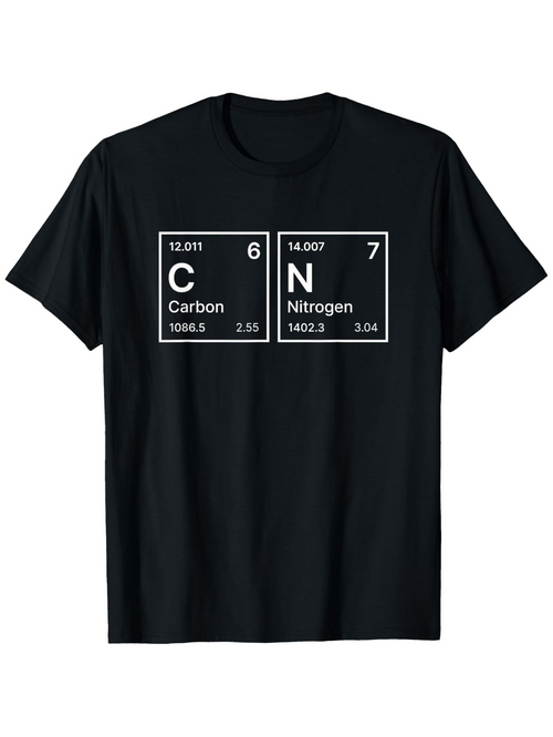Men's Graphic T-Shirt Elemental Table Blocks With Science Motif Carbon Nitrogen Tee