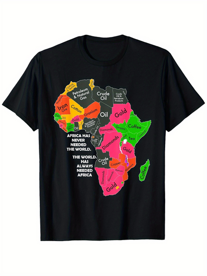 Men's Graphic T-Shirt Bold Colorful Country Names On African Continent Map T Shirt