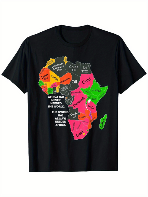 Men's Graphic T-Shirt Bold Colorful Country Names On African Continent Map T Shirt