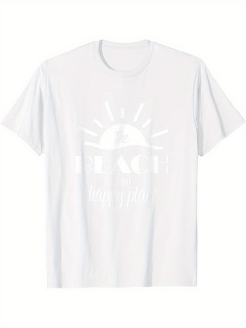 Men's Graphic T-Shirt Beach Sunrise Rays With Tropic Calm Blue Water Sunset