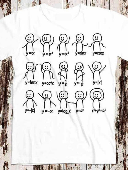 Men's Graphic T-Shirt Funny Stick Figures Posing As Mathematical Graph Equations