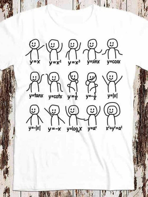 Men's Graphic T-Shirt Funny Stick Figures Posing As Mathematical Graph Equations