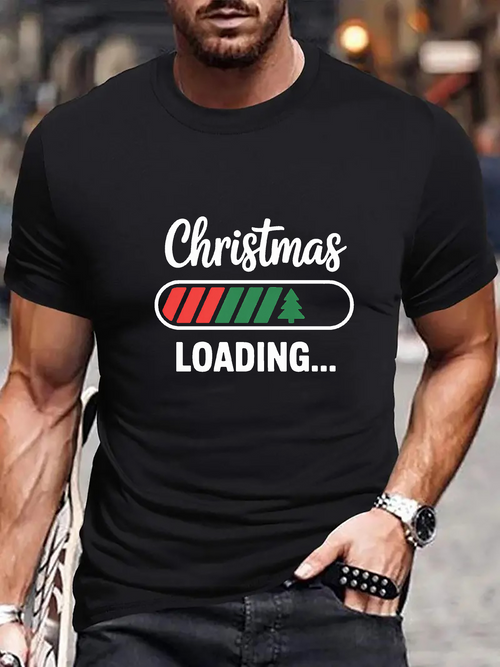 Men's Graphic T-Shirt Christmas Loading Bar With Festive Colors And Tree Icon Christmas