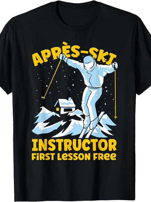 Men's Graphic T-Shirt Après Ski Instructor With Snow Mountains Under Night Sky Skier