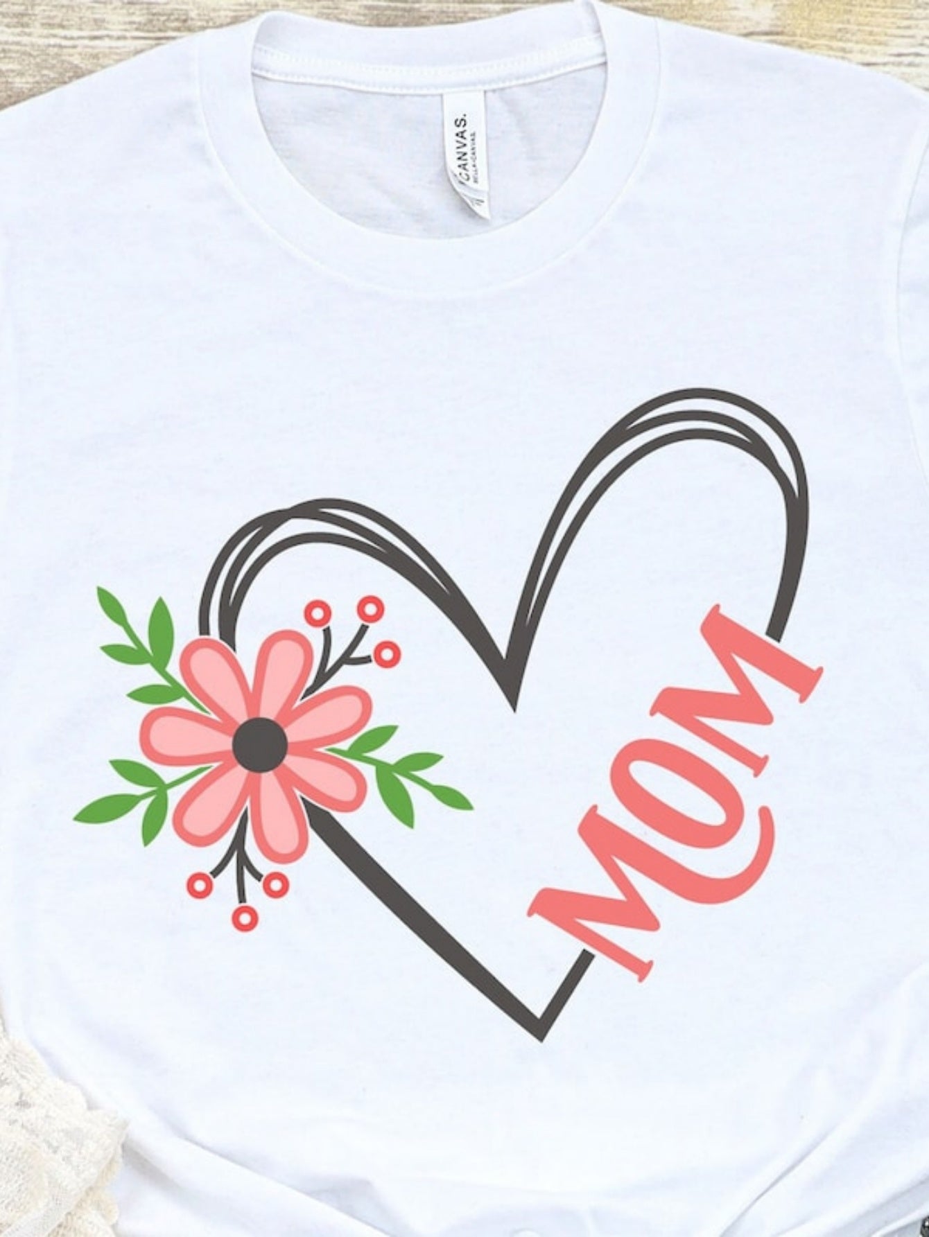 Men's Graphic T-Shirt Mom Script Among Spring Floral Heart