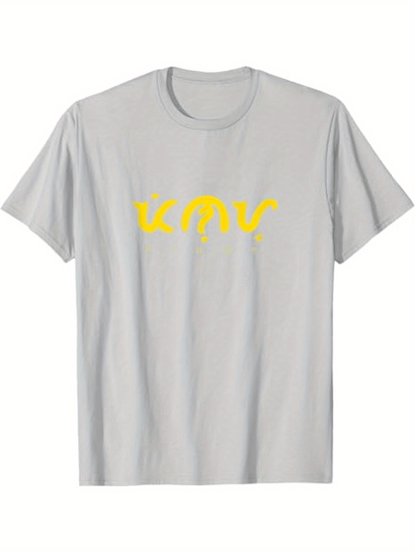 Men's Graphic T-Shirt Abstract Yellow Typographic Design On Simple White T Shirt