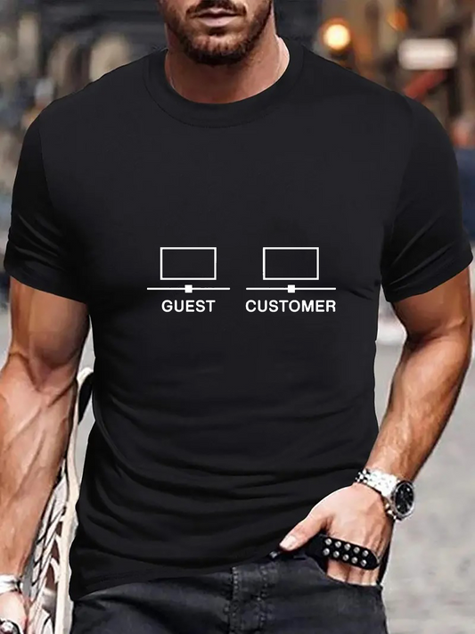 Men's Graphic T-Shirt Minimalist Computer Icons With Guest Customer Concept T Shirt
