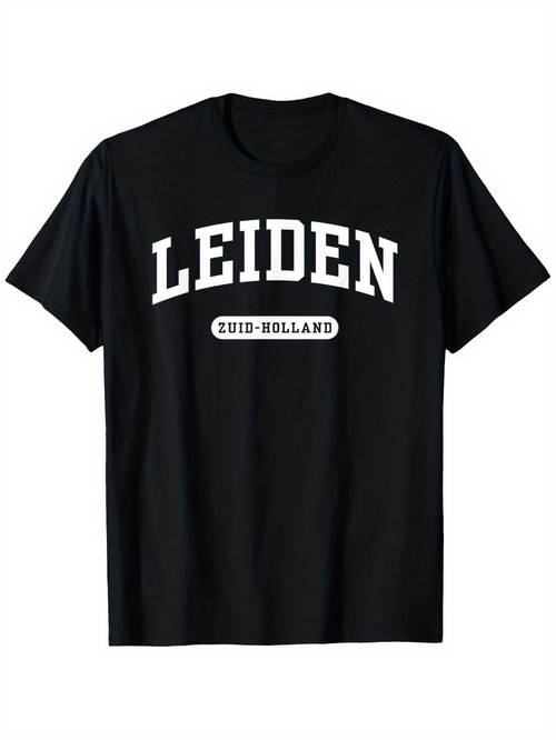 Men's Graphic T-Shirt Leiden Zuid Holland Collegiate Style Letters Classic City Tee