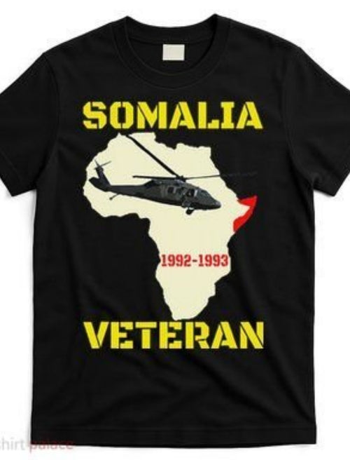 Men's Graphic T-Shirt Somalia Veteran Helicopter Over Africa With Highlighted Somali Coastline