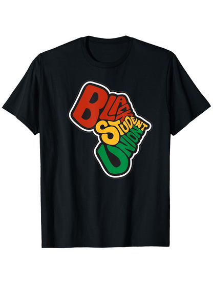 Men's Graphic T-Shirt Black Student Union Bold Block Letter Colors Logo Design