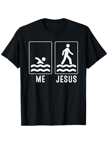 Men's Graphic T-Shirt Me And Jesus Minimalist Stick Figure Humorous Water Graphic T Shirt
