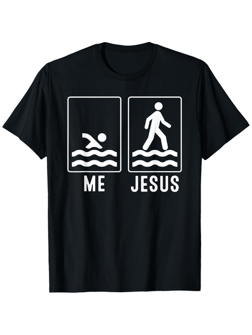 Men's Graphic T-Shirt Me And Jesus Minimalist Stick Figure Humorous Water Graphic T Shirt