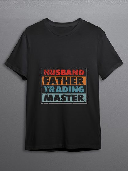 Men's Graphic T-Shirt Husband Father Trading Master Bold Colored Lettering Quote