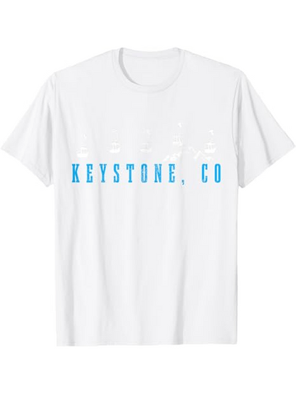 Men's Graphic T-Shirt Blue Lettering On Minimalist Summer Resort White T Shirt Keystone CO