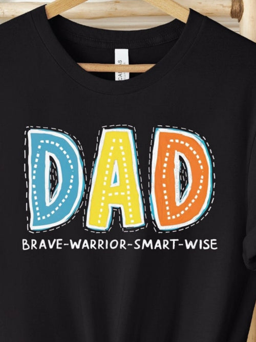 Men's Graphic T-Shirt Brave Warrior Smart Wise Colorful Letters Dad