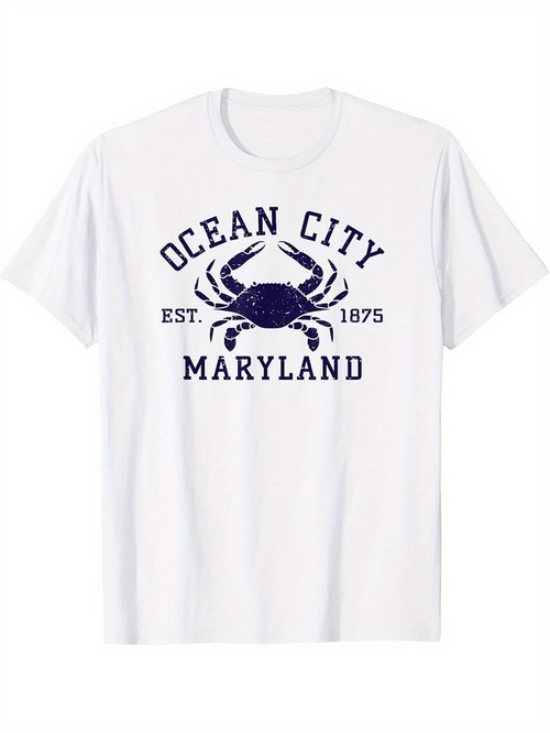 Men's Graphic T-Shirt Ocean City Maryland With Vintage Blue Crab Graphic