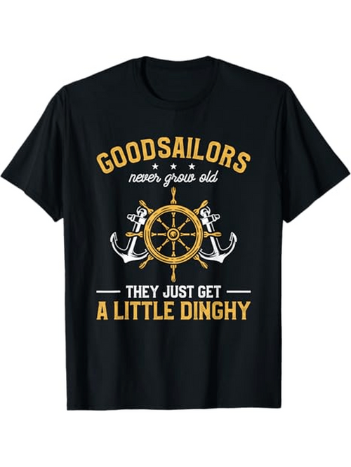 Men's Graphic T-Shirt Good Sailors Never Grow Old With Golden Anchors And Ships Wheel