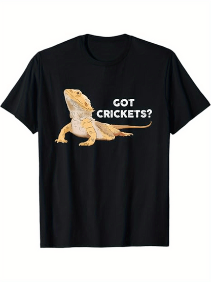 Men's Graphic T-Shirt Got Crickets Cute Lizard With Realistic Pattern Under Sunlight