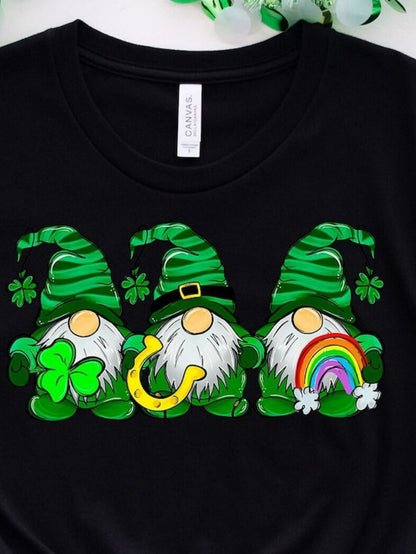 Men's Graphic T-Shirt Green Hats With Shamrock Horseshoe Rainbow Holding Lucky Gnome