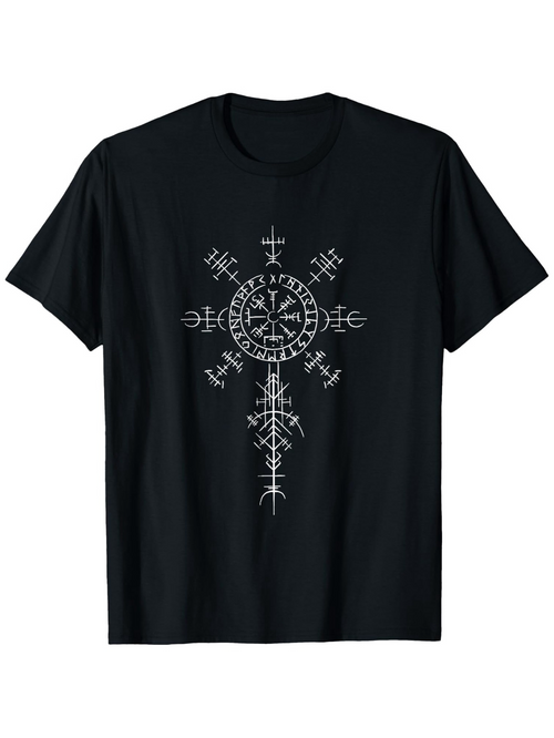 Men's Graphic T-Shirt Ancient Nordic Symbols Arranged In Mystical Circular Formation Cross