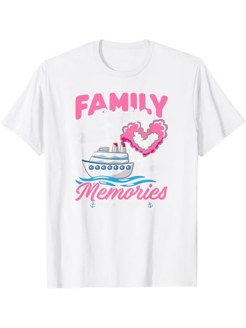 Men's Graphic T-Shirt Family Memories Pink Heart Shaped Clouds Over Ocean Cruise Ship